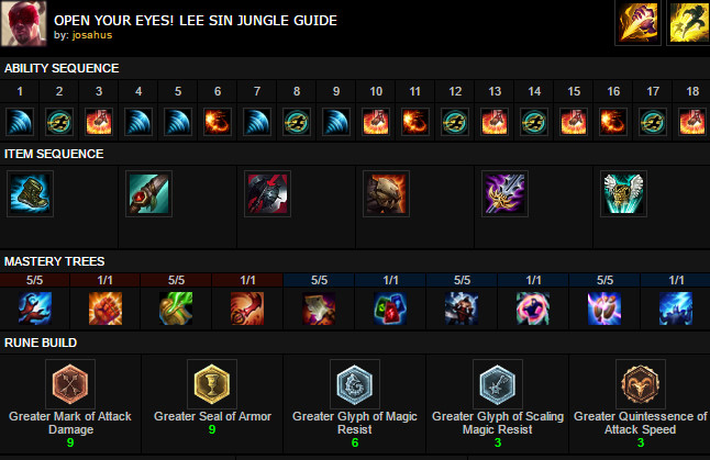 Lee Sin Cheat Sheet